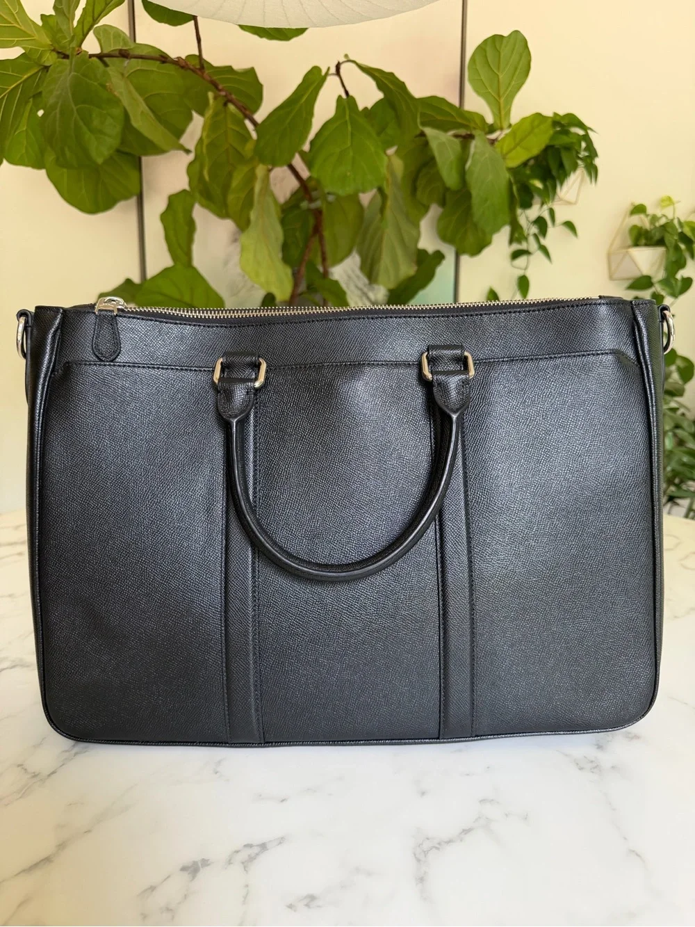 Coach Perry Metropolitan Tote Briefcase Laptop Bag in Black Leather F59141